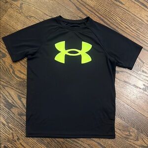 Under Armour Black and Neon Yellow Boys T-shirt
